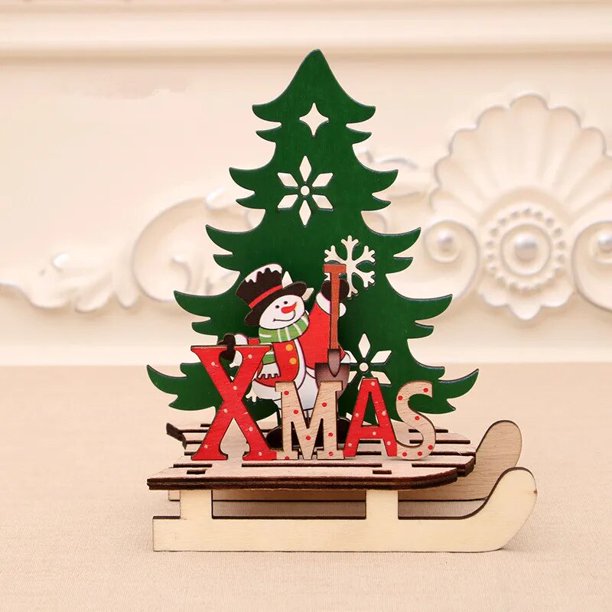 Adorno navideño de madera para mesa, colgante artesanal para árbol de Navidad, decoración para el hogar, regalos de fiesta de año nuevo, 2024
