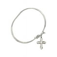 thumbnail image 2 of 5 3/4 inch Oval Eye Hook Bangle Bracelet w/ Cross medal charm w/ April Crystal Swarovski Crystal, 2 of 3