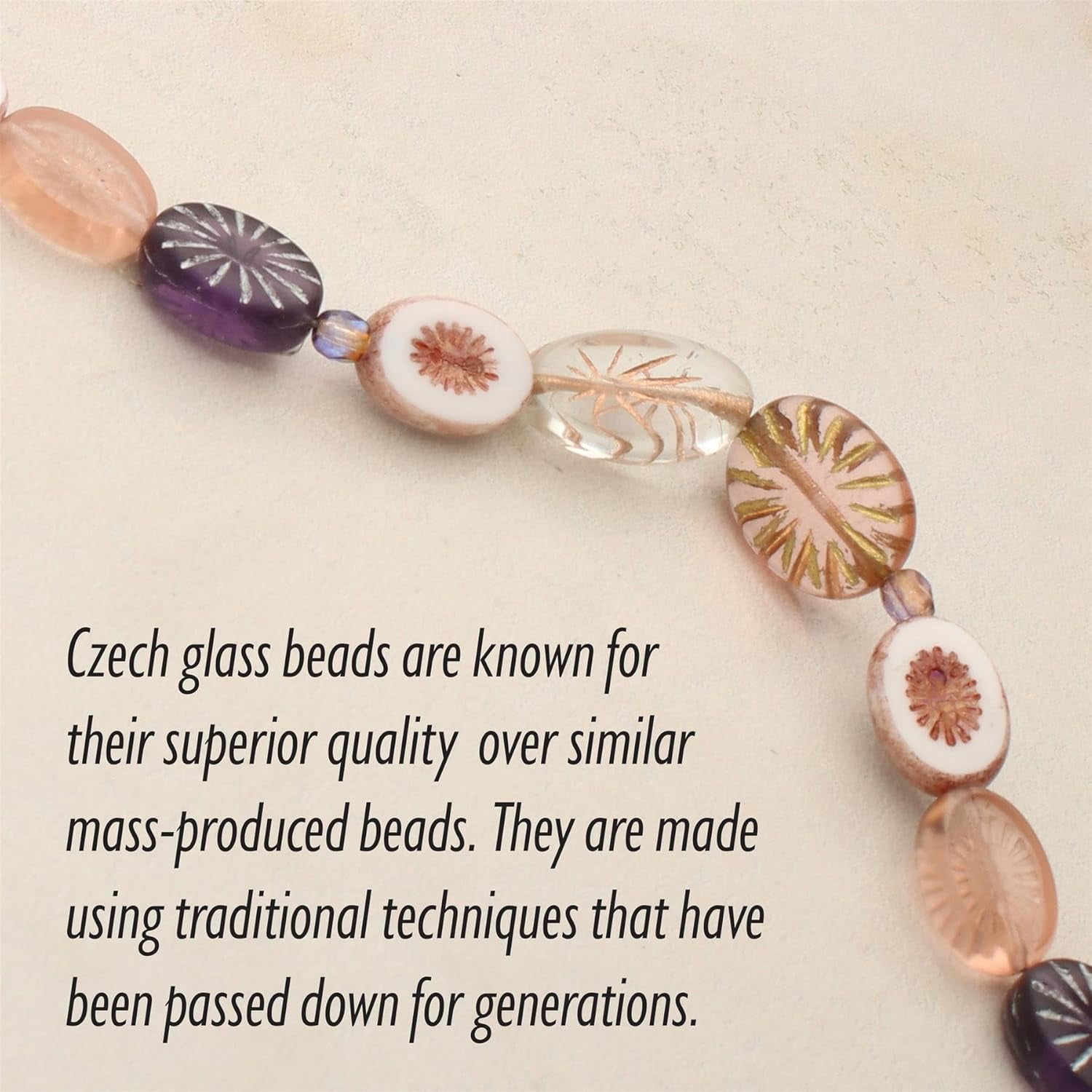 The Beadsmith Czech Glass Strands - Pressed & Table Cut Beads - 6 x 7-Inch Strands, 14 Beads Per Strand – Vintage Rose Quartz Mix – for Jewelry Making, Decorations & DIY Crafts