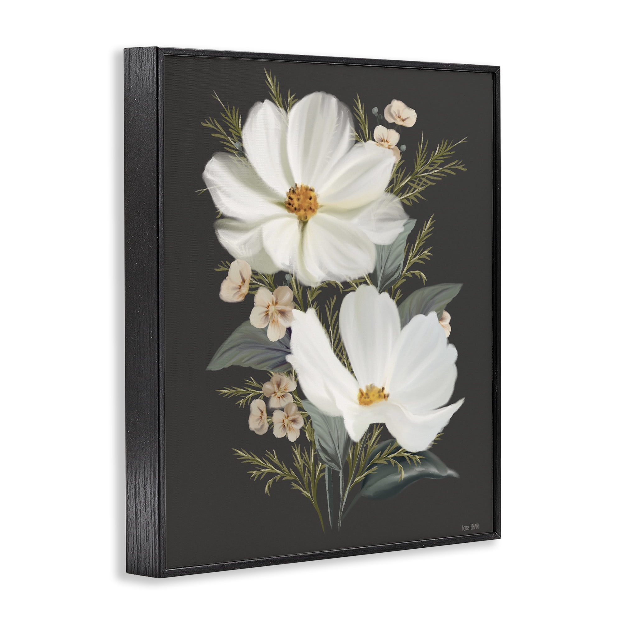 Stupell Industries Old Lace Cosmos Black Framed Giclee Art, design by House Fenway