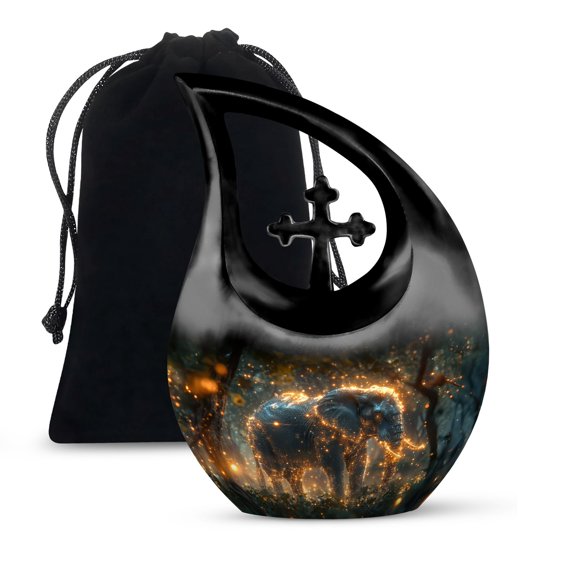 JAGSHASHI Enchanted Forest Behemoth Adult Urns For Human Ashes Men - Urn For Adult Female - Funeral Urn Ashes - Burial Urns For Ashes For Women - 10 Inch With Velvet Bag - Urns For Human Ashes Adult