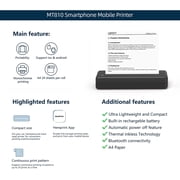 HPRT MT810 Portable Printer, A4 Wireless Bluetooth Travel Printer, Thermal Printer Support 8 & 4 Thermal Roll Paper Suitable for Home Vehincles Office Business