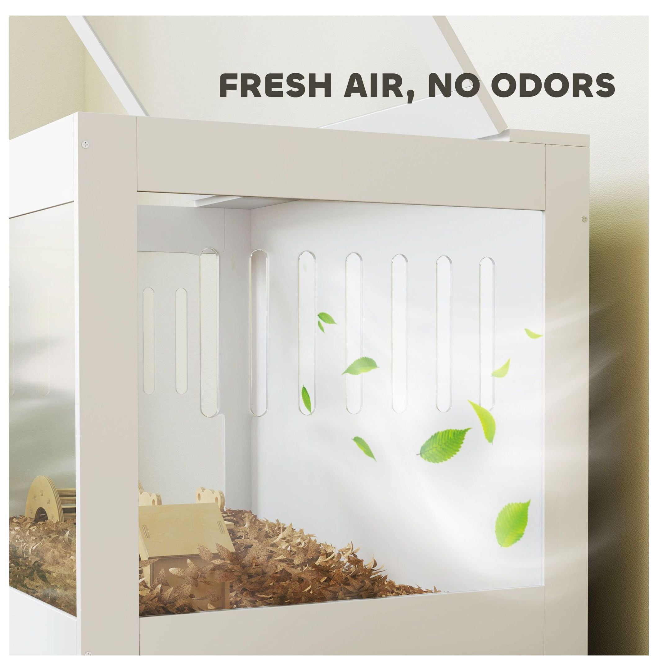 Hamster Cage with Openable Top & Lock, Hut, Transparent Acrylic Panels, Accessories, for Dwarf Hamster Gerbil, White