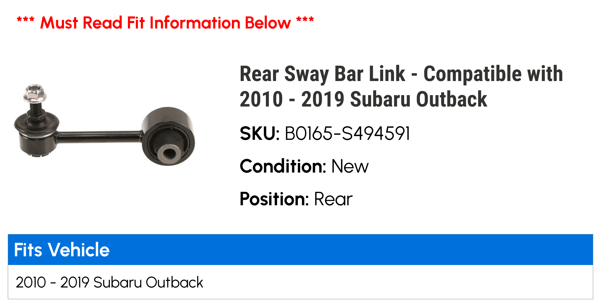 Rear Sway Bar Link - Compatible with 2010 - 2019 Subaru Outback 2011 2012 2013 2014 2015 2016 2017 2018