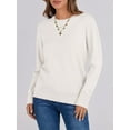 thumbnail image 4 of Luniro Sweaters for Women Long Sleeve Crewneck Pullover Basic Knit Top Trendy Sweater White M, 4 of 7