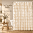 Beige Ruffle Shower Curtain For Bathroom 72x84 Inch Elegant Ruffled ...