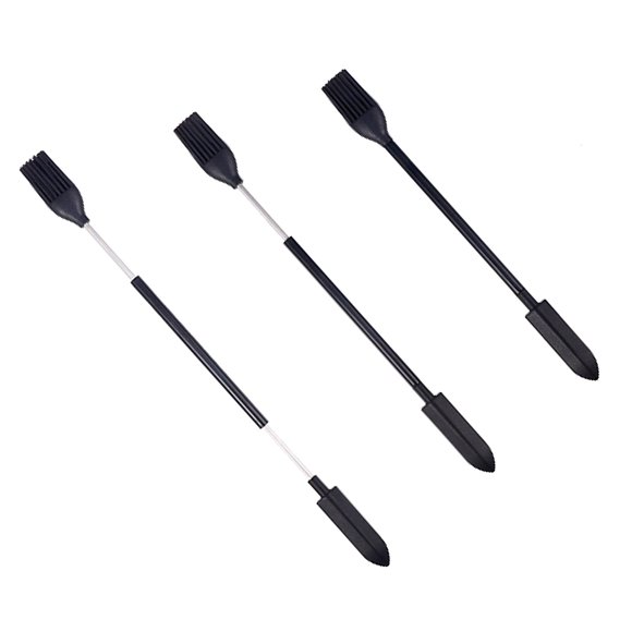 3Pcs Makeup Mini Spatulas Little Make up Spatulas Set with Retractable Handle Reusable Kitchen Tiny Spatulas for Nail Polish Ketchup Lotions Black Spatula Brush
