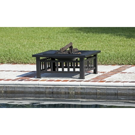 Fire Sense - Stonemont Square Fire Pit - black