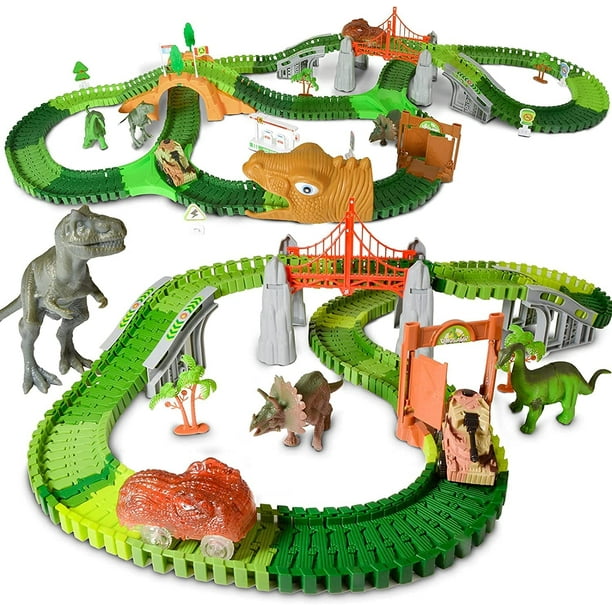 HHHC Ensemble de jouets de voiture de course de dinosaures pour garçons et  filles de 3 4 5 6 7 8 ans et plus, 270 pièces avec voiture Dino, réservoir  et dinosaures 270 pièces 