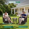 thumbnail image 4 of Sunmthink 7-Piece Patio Furniture Set, High Back Swivel Rocker Chairs with Thick Cushions, Wicker Rattan Outdoor Sectional Sofa with Fire Pit & Ottoman, Beige, 4 of 7