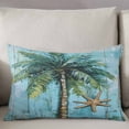 thumbnail image 3 of Coastal Blue Green Throw Pillow Cover 24 x 36 Inch Decorative Pillow Cover Ocean Beach Tropical Plant Starfish Lumbar Pillowcase Seasonal Rectangle Cushion Case for Couch Sofa Bed Living Room, 3 of 7