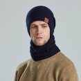 thumbnail image 2 of Resicozy Winter Beanie Hat Scarf Set for Men Fleece Lined Warm Ski Soft Adjustable Neck Gaiter Thick Knit Versatile Winter Wear Navy, 2 of 4