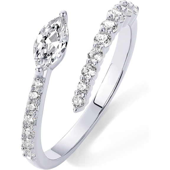 14K Gold Plated Cubic Zirconia Crossover Stackable Ring for Women | Marquise CZ Open Twist Eternity Band