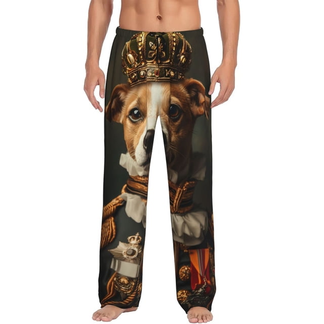 Balery Modern Cute Dog Pantalones de pijama para hombre, pijama ultraligero, pantalón de descanso-Small