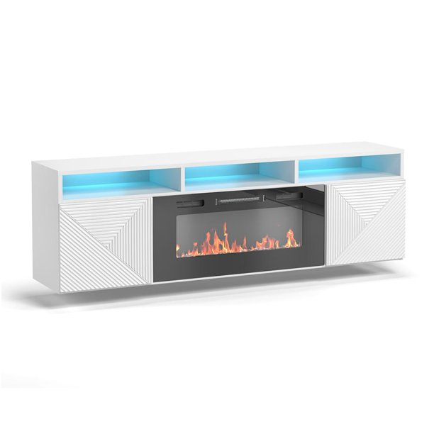 Giza EF Wall Mounted Electric Fireplace Modern 63" TV Stand White