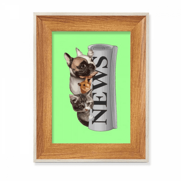 Roll Newspaper Pet Group Desktop Wooden Photo Frame Display Picture Art Painting Multiple Sets