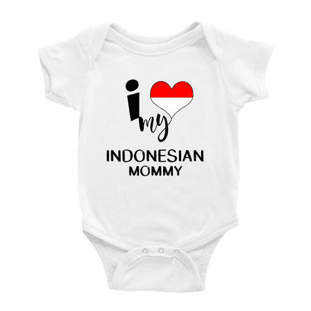 

I Heart My Indonesian Mommy Love Flag Newborn Baby Bodysuits (White 6-12 Months)