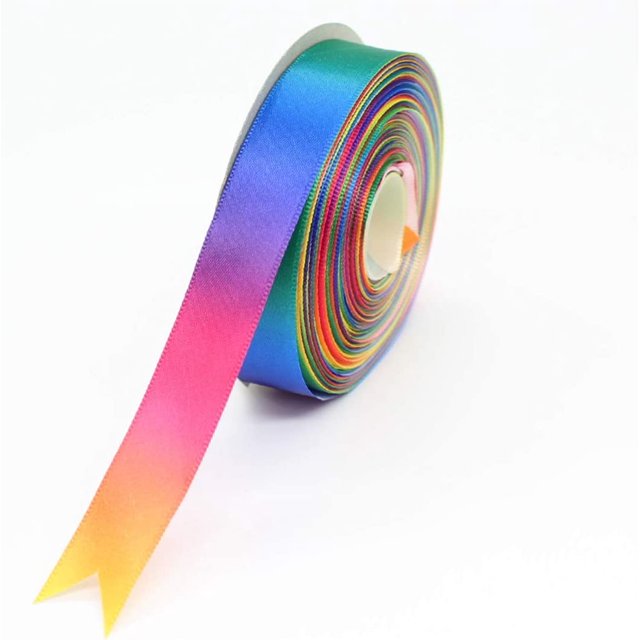 25 yardas 20 mm de ancho Satén Cinta de arcoíris para envolver regalos de Navidad, cinta multicolor para cajas de regalo de bricolaje, decoraciones para fiestas de bodas