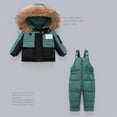 thumbnail image 4 of XIMIN Kids 2 Piece Snowsuit Set Winter Waterproof Faux Fur Hooded Puffer Jacket & Snow Bib Pants Outfit Boy Girl Ski Suits Baby Warm Thick Outfit, 4 of 6