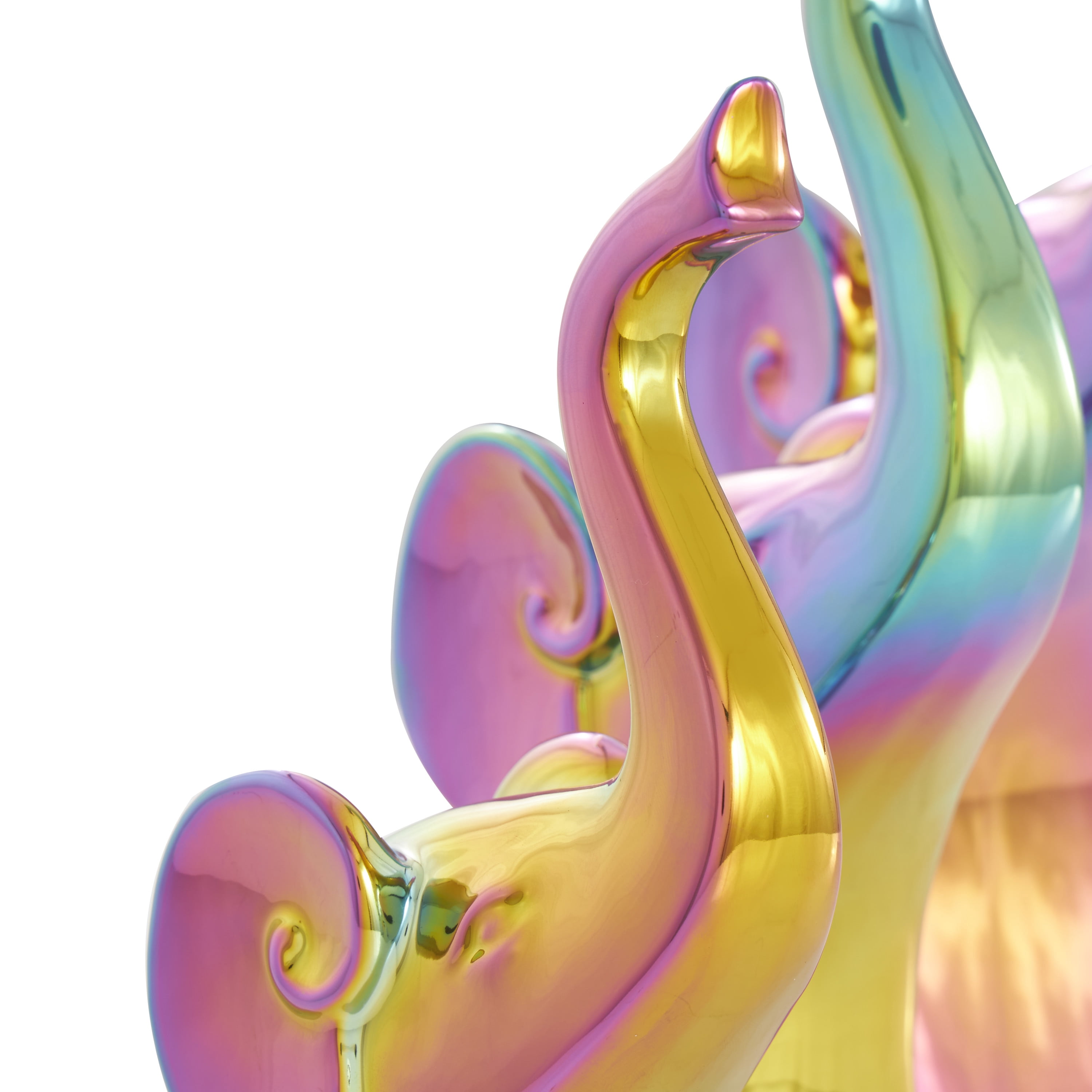 14", 12", 10"H Multi Colored Ceramic Elephant Sculpture with Rainbow Shimmer Finish, by DecMode (3 Count)