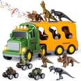 thumbnail image 2 of TEMI Dinosaurs Truck Toys para niños de 3 a 5 años, coche de transporte con 3 figuras de dinosaurios y 3 coches monstruo, vehículo de juguete de fricción en transportador con luz y sonido, juego de re, 2 of 4