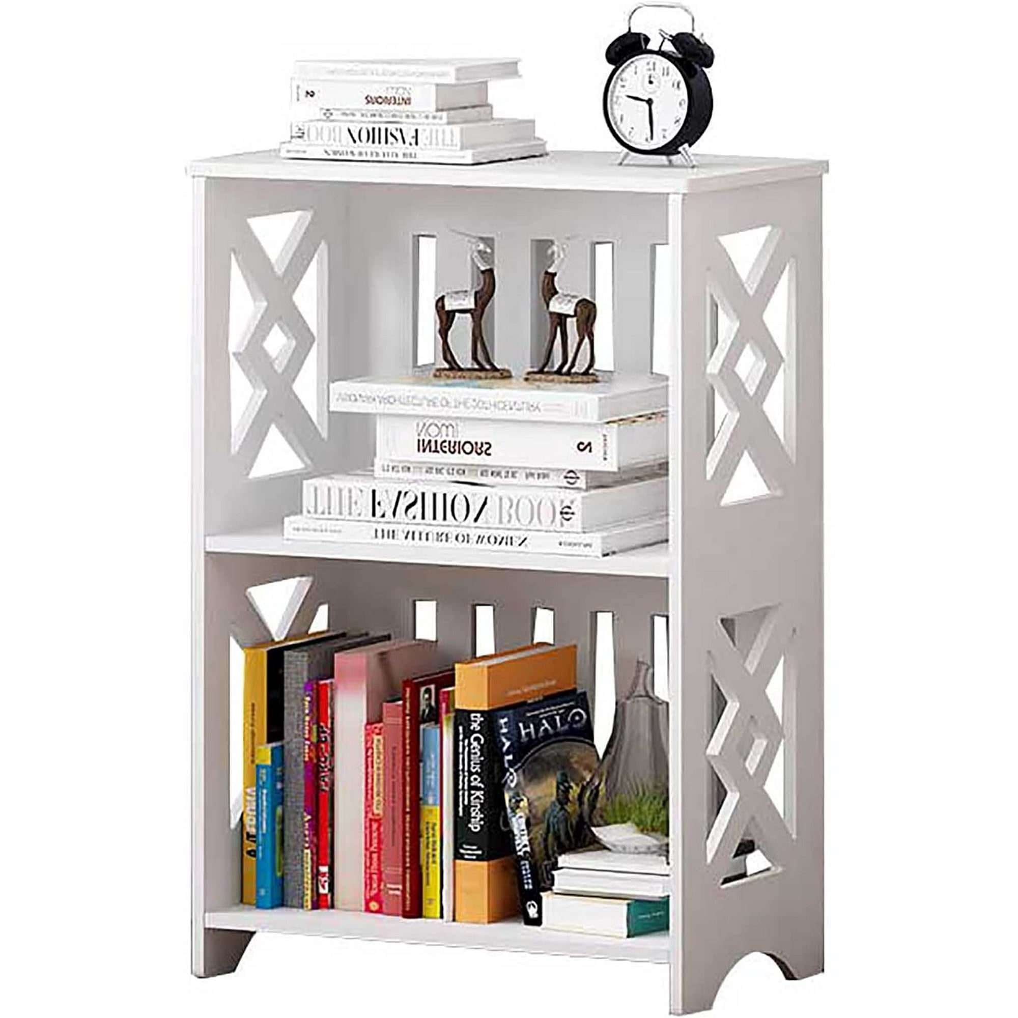 Side Table 3 Tier Wood Bookshelf For, Small Bookcase Nightstand