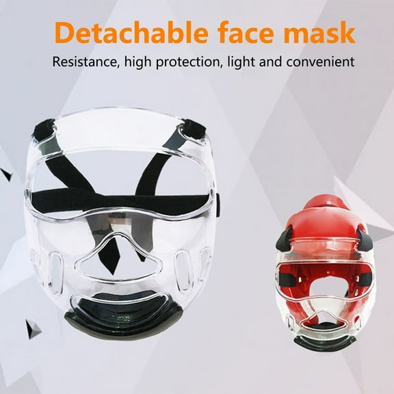Lomubue Tactical Helmet Air Holes Wear-resistant Mouth Padded Not Easy to Break Anti-attack Protective Equipment Transparent Karate Tactical Helmet Face Cover for Taekwondo