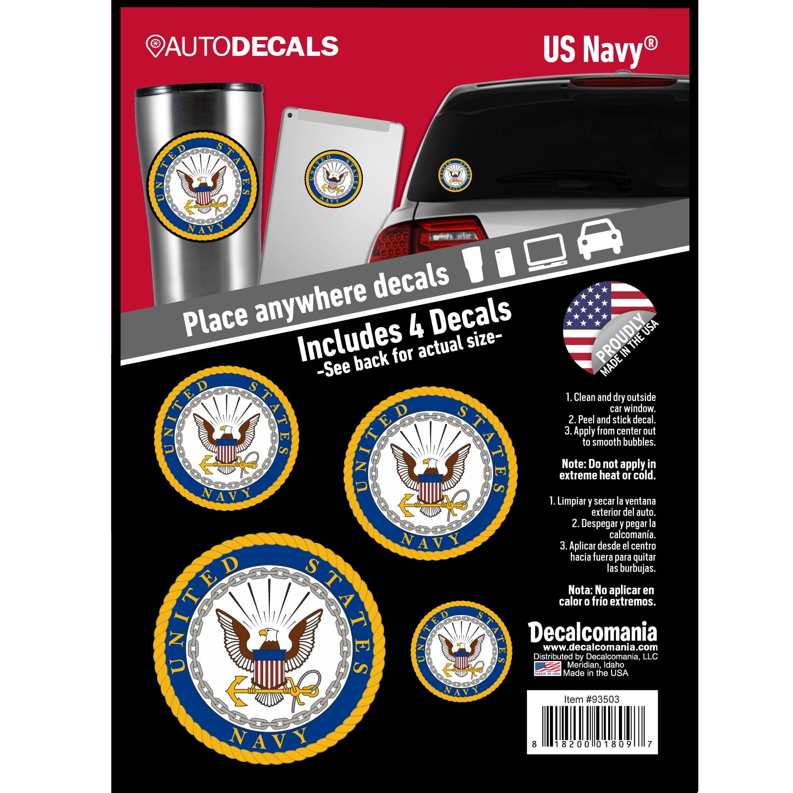 Officially Licensed U.S. Navy Decals - 4 Piece US Military Stickers For ...