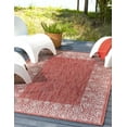 thumbnail image 3 of Unique Loom Outdoor Border Collection Area Rug - Floral Border (4' 1" x 6' 1" Rectangle Rust Red/Ivory), 3 of 12