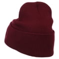 thumbnail image 3 of Pink Ribbon Breast Cancer Embroidered Long Beanie - Burgundy OSFM, 3 of 5