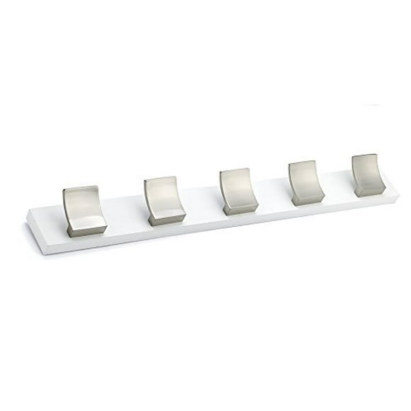 Richelieu Hardware RH132211530195 Contemporary Hook Rack, Brushed Nickel/White Finish