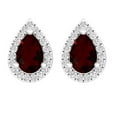 thumbnail image 2 of Dazzlingrock Collection 6X4mm Pear Garnet & Round White Diamond Teardrop Pushback Stud Earrings for Women (0.15 ctw, Color I-J, Clarity I2-I3) in 10K White Gold, 2 of 4