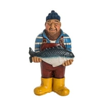 Beachcombers Resin Fisherman with Fish Figure, 5.1"