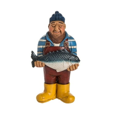 Beachcombers Resin Fisherman with Fish Figure, 5.1"