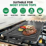 ProSource 2-in-1 Reversible & Preseasoned 19.5” x 9” Cast Iron Griddle