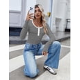 thumbnail image 6 of Zeagoo Women's T Shirt Long Sleeve Casual Square Neck Tops Slim Fit Rib Knit Basic Tee Spring Summer Clothes, 6 of 6