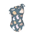 thumbnail image 4 of Yiaed Cute Rabbit Print Women One Piece Swimsuits Tummy Control One Shoulder Bathing Suits Pattern Ruffle Swimwear-Large, 4 of 8