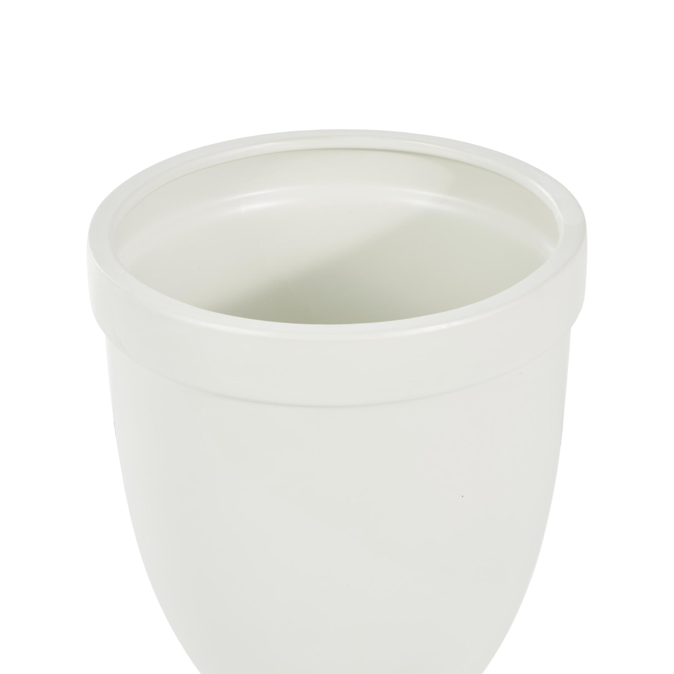 DecMode 11" x 28" White Ceramic Fluted Urn Shaped Decorative Jars with Lid, 1-Piece