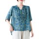thumbnail image 1 of Blusa holgada para mujer, plisada, con volantes, media manga, estampada, estilo vintage, informal, 1 of 8