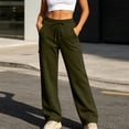 thumbnail image 5 of Women's Fleece Lined Wide Leg Cargo Sweatpants, Ghalytn Drawstring Elastic Waist Warm Multi-Pocket Streetwear Pants, 5 of 9