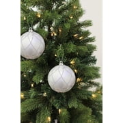 Perfect Holiday Silver Cross Hatch Ball Christmas Ornaments - Pack of 2