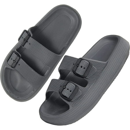 

I FAMURAY Women Men Pillow Sandals Thick Sole Adjustable Buckles EVA Cloud Slides Slippers