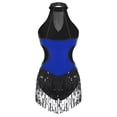 thumbnail image 4 of Loodgao Womens Shiny Sequin Tassel Latin Jazz Dance Leotard Sleeveless Gymnastics Bodysuit Dancewear Royal Blue L, 4 of 6