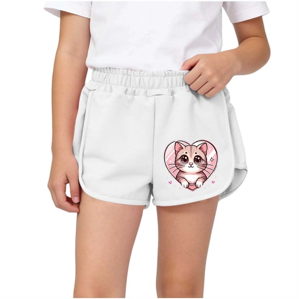 Pantalones Cortos de Cintura Elástica Impresa de Niños de Tamaño Medio Pantalones de Ropa Exterior de Verano Casual para Niños Y Niñas