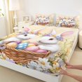thumbnail image 4 of Feelyou Kawaii Rabbit Bunnies Twin Sheet Sets, Cartoon Eggs Twin Fitted Sheet, Happy Western Easter Flat Sheet, Ultra Soft Bedroom Decor, 3pcs, 4 of 8