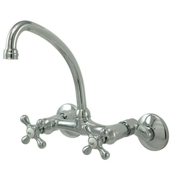 4 Inch -8 Inch Adjustable Center Wall Mount Kitchen Faucet - Polished Chrome