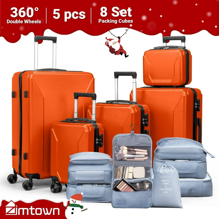 Zimtown 5-Piece Luggage Set with 8 Packing Cubes, Hard Shell
