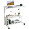 thumbnail image 1 of Height Adjustable Standing Desk with Power Outlets, Computer Desk Portable Rolling Desk, Mobile Stand Up Desk Laptop Desk, Home Office Desk Study Table Work Writing Desk for Home Office, 1 of 6