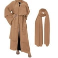 thumbnail image 2 of IBTOM CASTLE Muslim Chiffon Abaya for Women Open Front Cardigan Modest Dress with Hijab Scarf Middle East Arabian Robe Islamic Long Dress L Khaki, 2 of 8