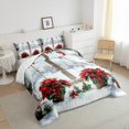 thumbnail image 3 of jejeloiu Retro Flower Floral Queen Comforter Set,Christmas Snowflake Bedding Sets,Red Green White Bedding Comforter Set,Luxury Bedroom Decor Reversible,3-Piece, 3 of 8